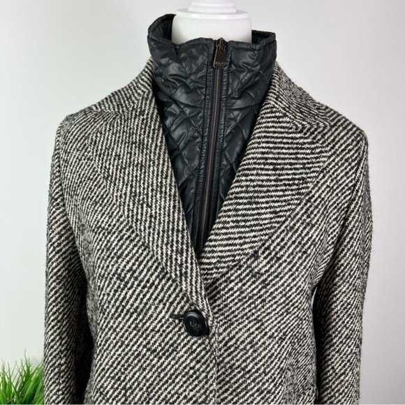 Cinzia Rocca Tweed Wool Coat Women’s 4 Grey Black Zip In Vest Classic - Picture 4 of 12